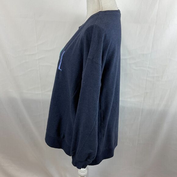 Wildfox Sweatshirt Top Navy Blue XL Multi-Color Embroidered Lettering Social - Picture 5 of 12